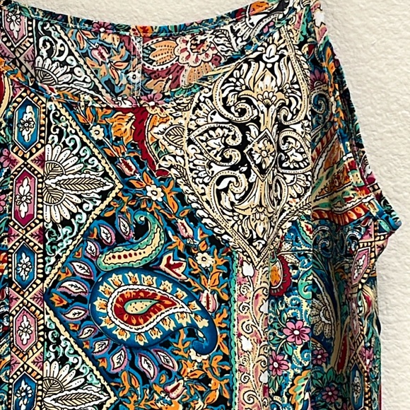SHEIN Curve 1XL Paisley Floral Colorful Slip On Sun Dress, Flowy Bohemian NWOT - Picture 3 of 11